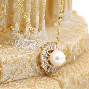 Ocean Fashion Rose Gold Wild Crystal Pearl Earrings Necklace Set Ocean Fashion Rose Gold Wild Crystal Pearl Earrings Necklace Set